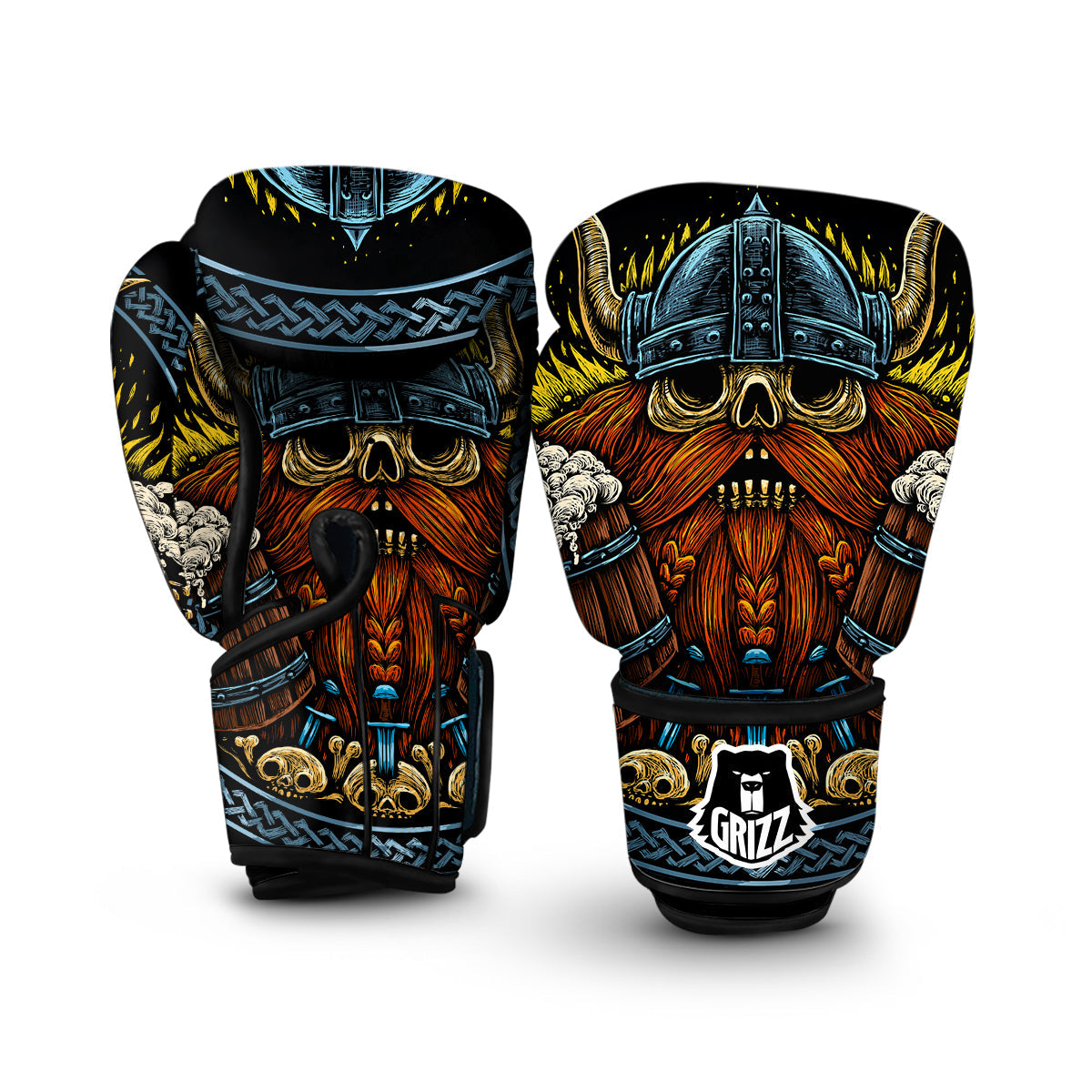 Viking Odin Beer Print Boxing Gloves-grizzshop