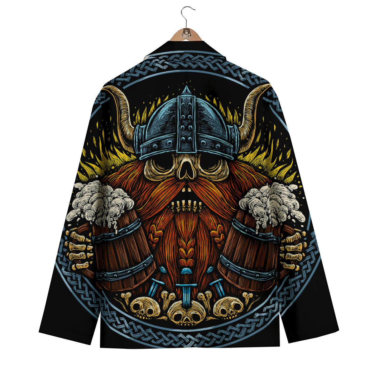 Viking Odin Beer Print Men's Blazer-grizzshop