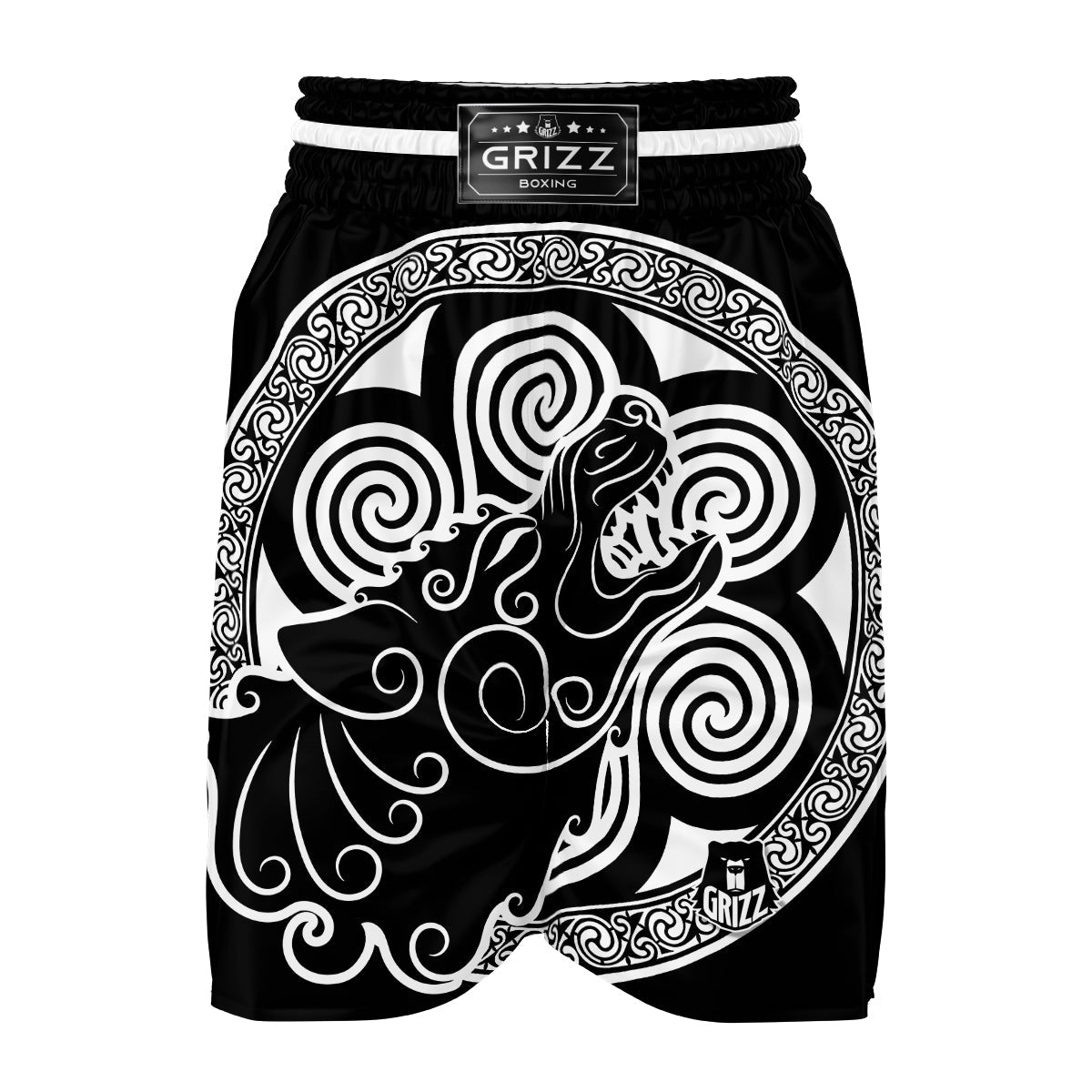 Viking Odin Fenrir Wolf Print Boxing Shorts-grizzshop