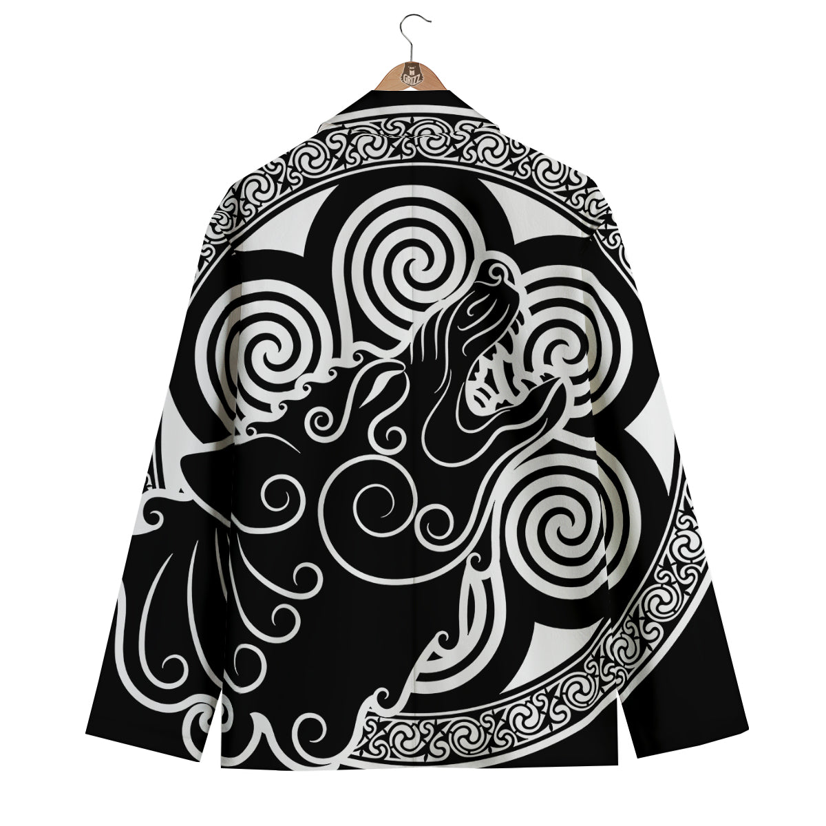 Viking Odin Fenrir Wolf Print Men's Blazer-grizzshop