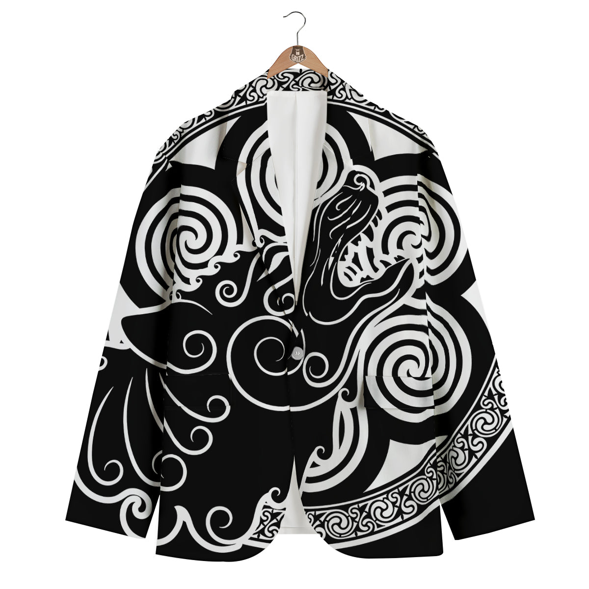 Viking Odin Fenrir Wolf Print Men's Blazer-grizzshop