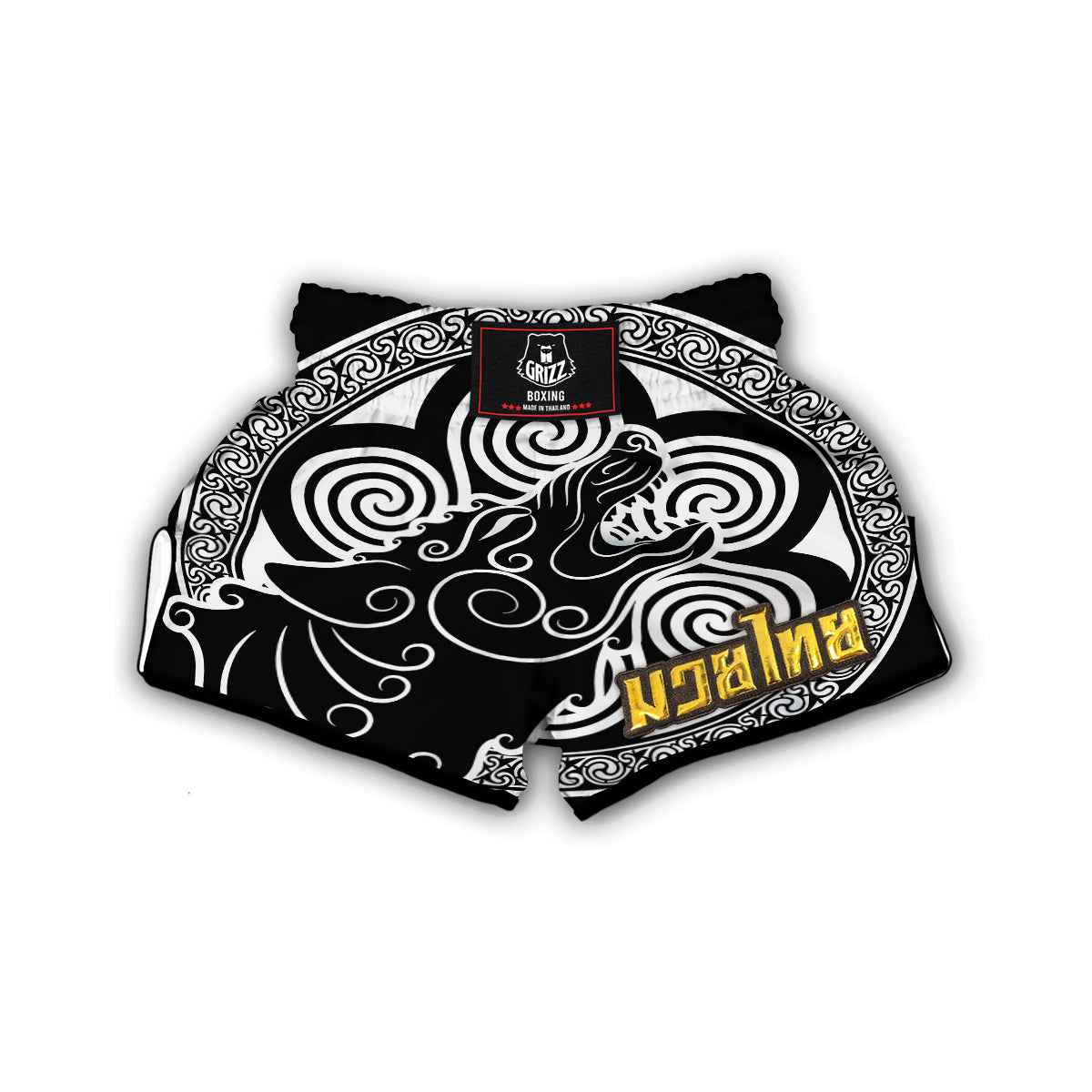 Viking Odin Fenrir Wolf Print Muay Thai Boxing Shorts-grizzshop