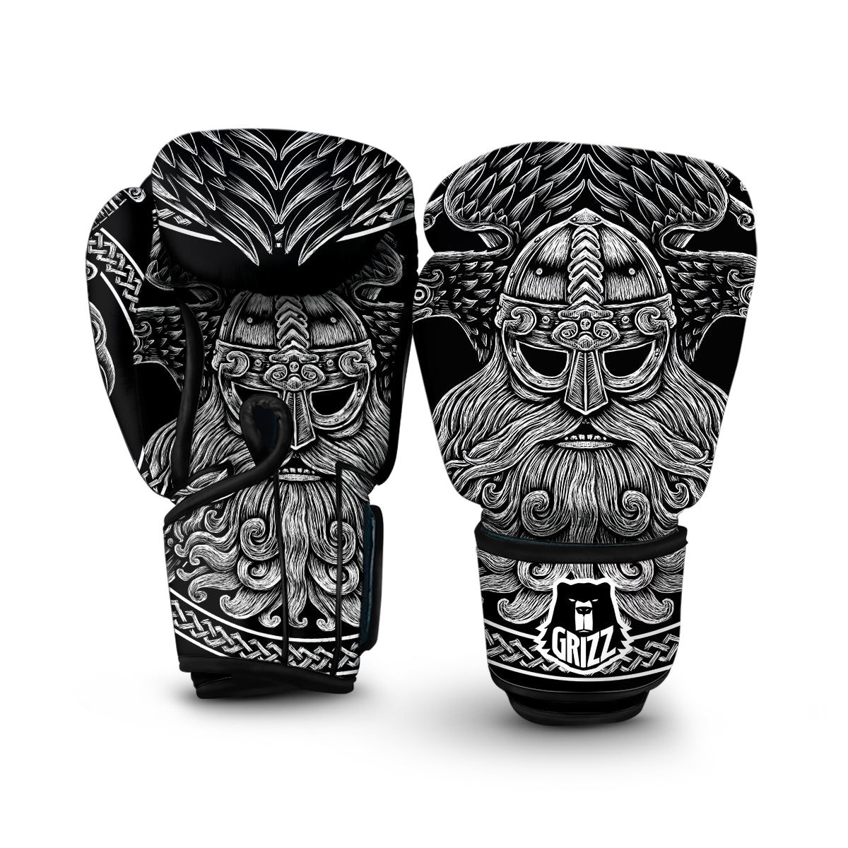 Viking Odin Sword Raven Print Boxing Gloves-grizzshop