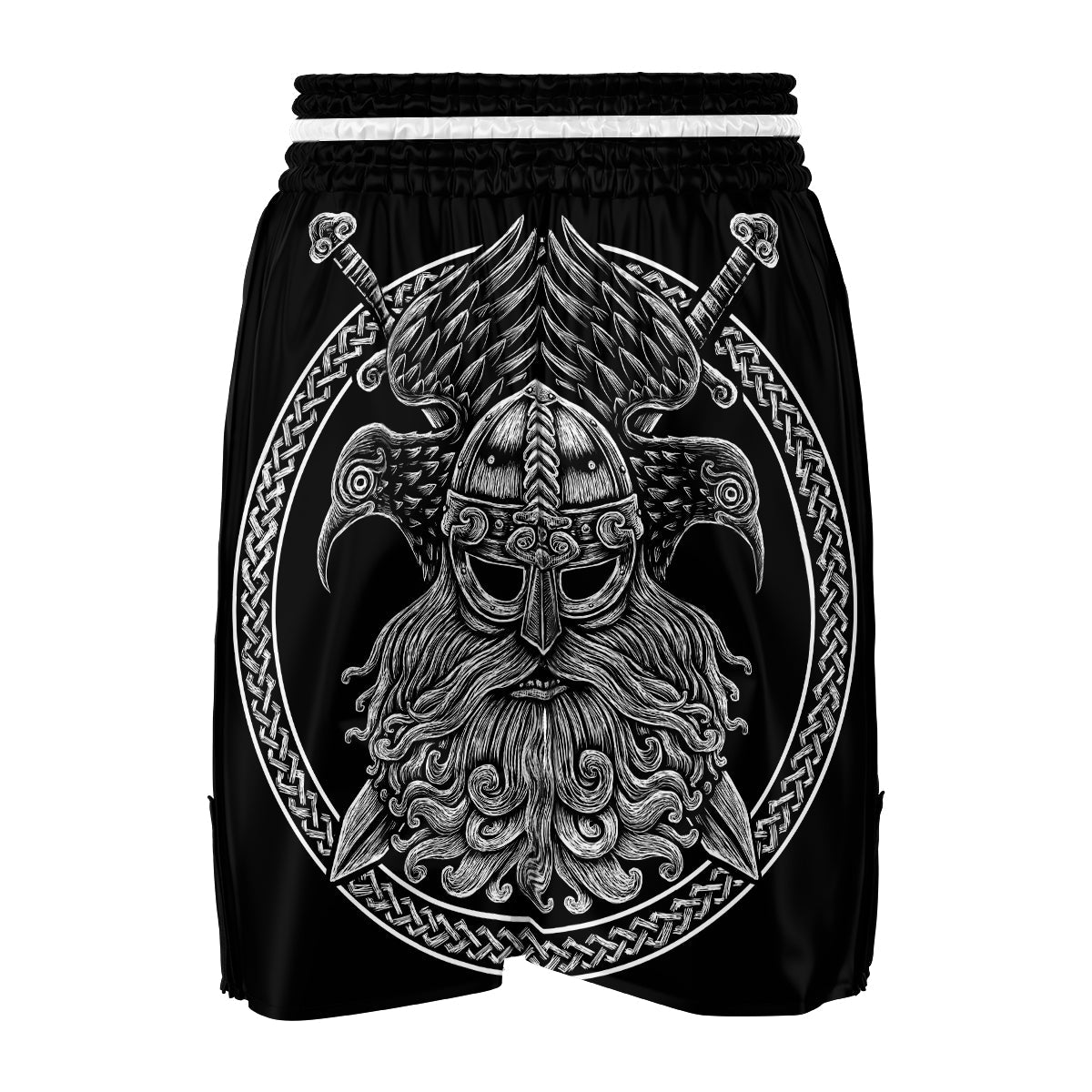 Viking Odin Sword Raven Print Boxing Shorts-grizzshop
