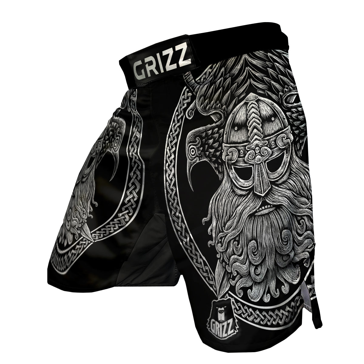 Viking Odin Sword Raven Print MMA Shorts-grizzshop