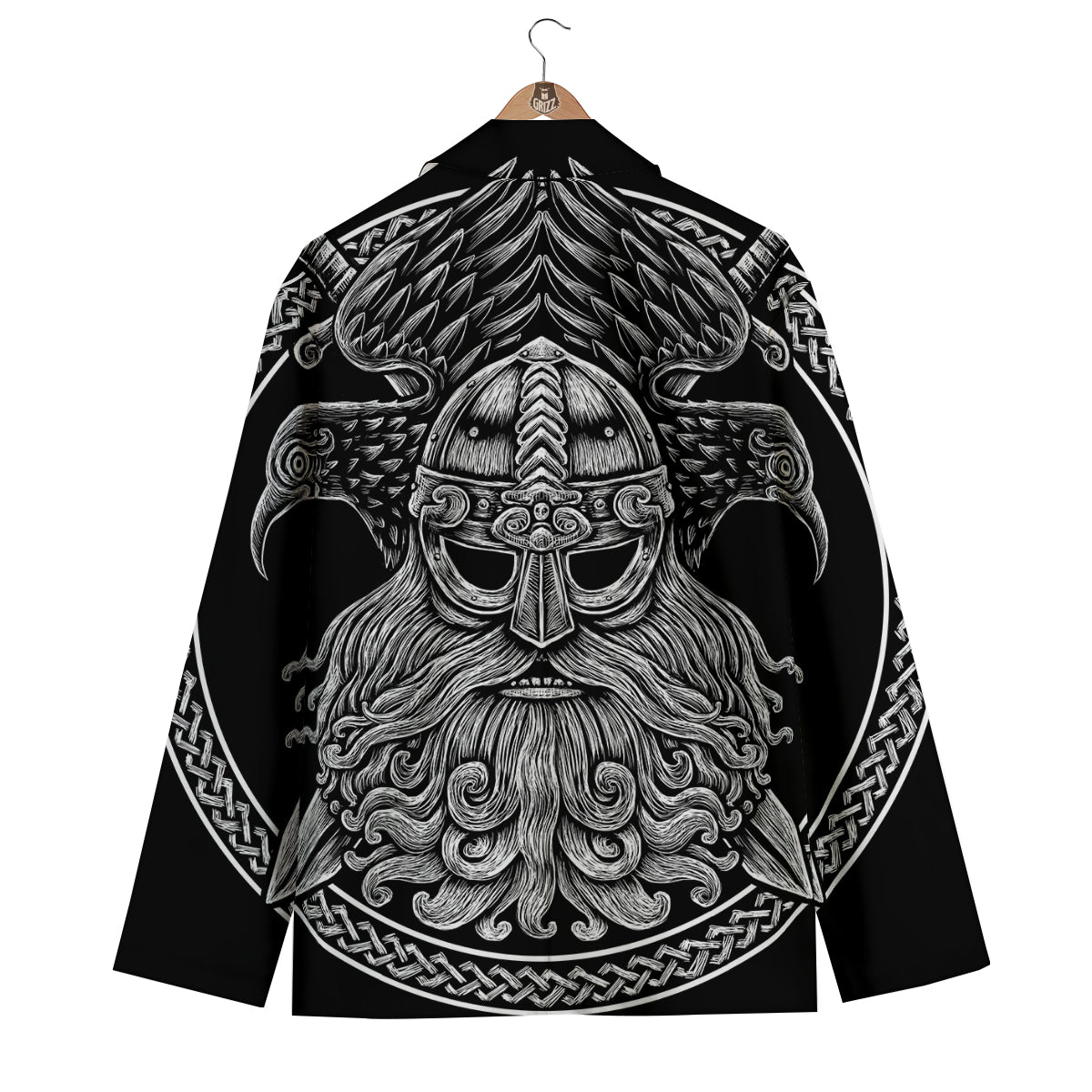 Viking Odin Sword Raven Print Men's Blazer-grizzshop