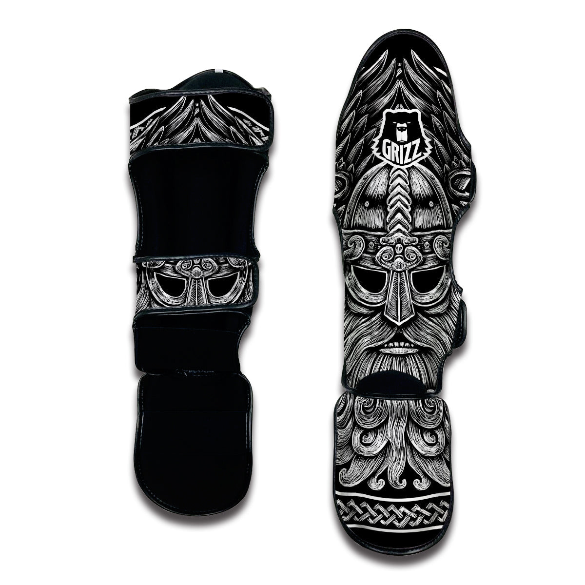 Viking Odin Sword Raven Print Muay Thai Shin Guards-grizzshop