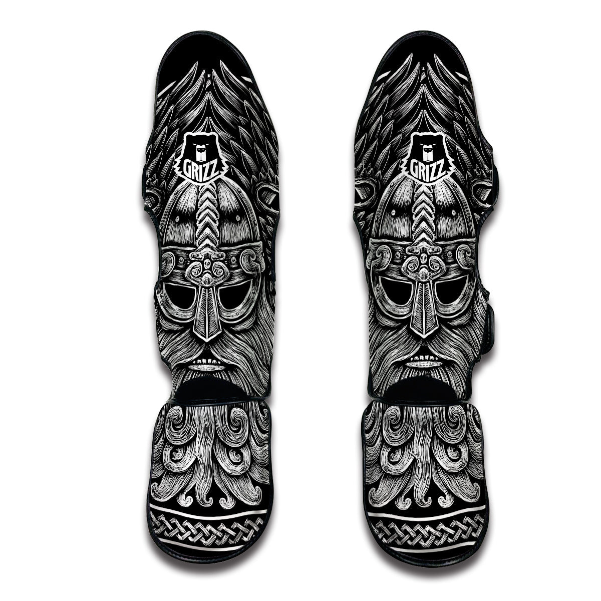 Viking Odin Sword Raven Print Muay Thai Shin Guards-grizzshop