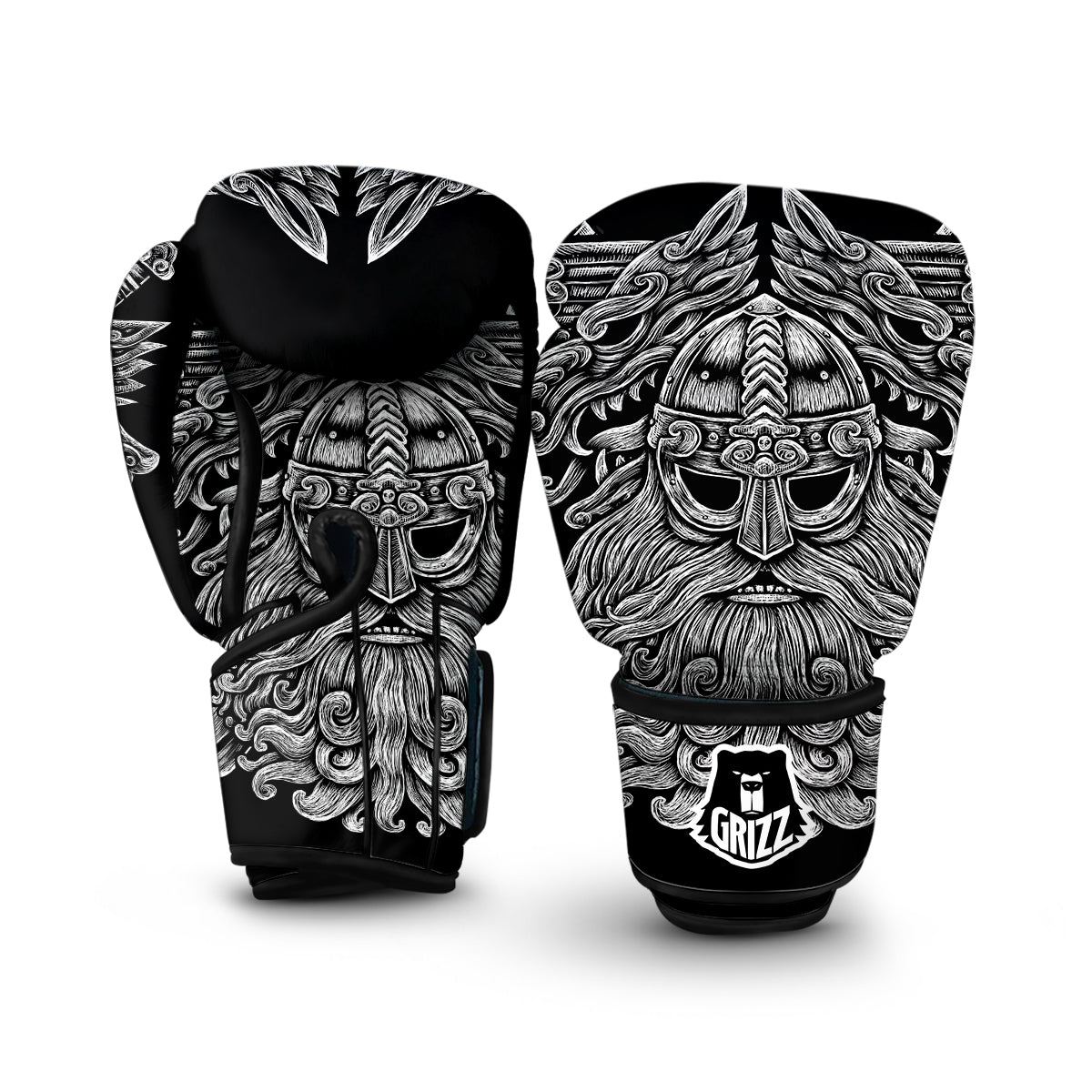 Viking Odin With Wolf Boxing Gloves-grizzshop