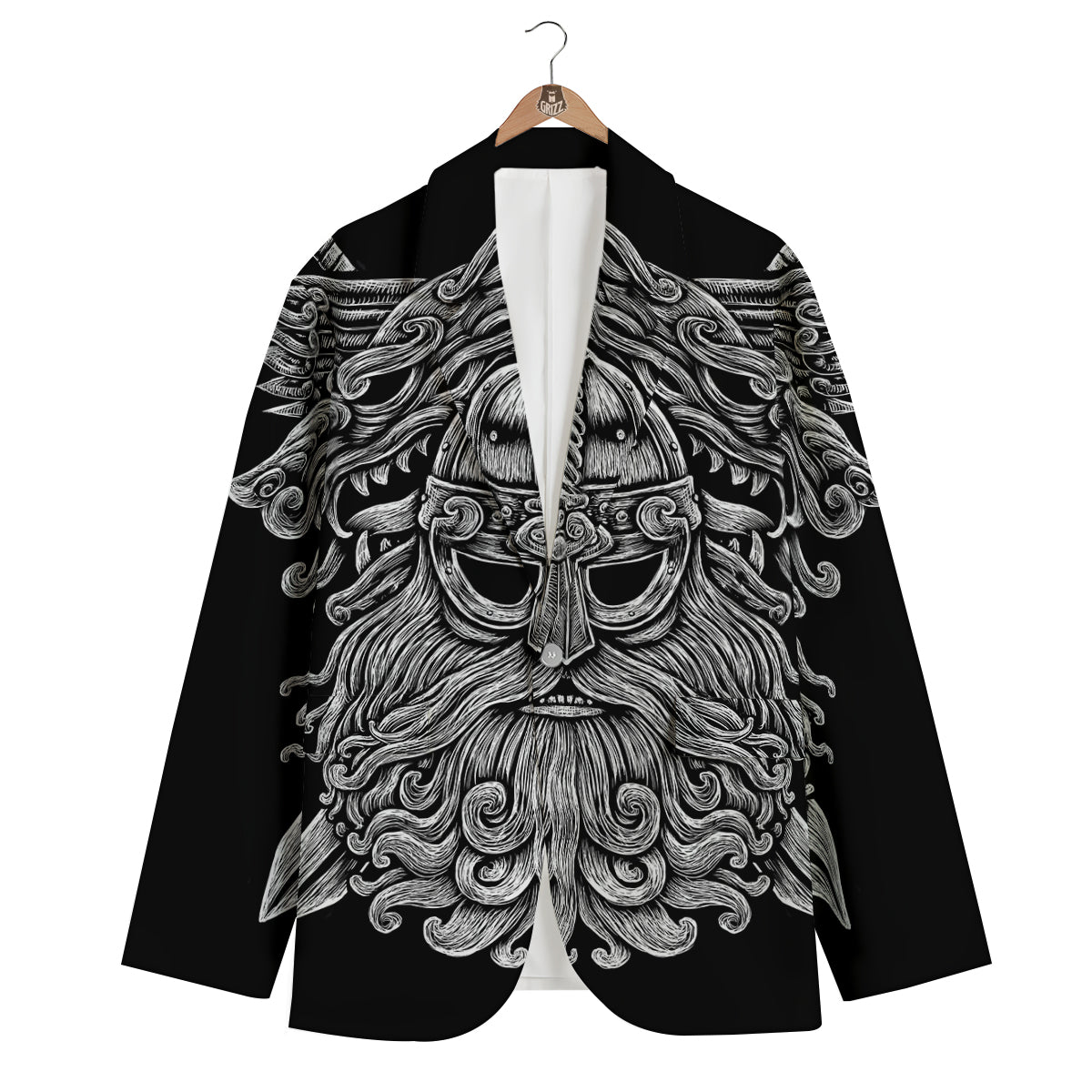 Viking Odin With Wolf Men's Blazer-grizzshop