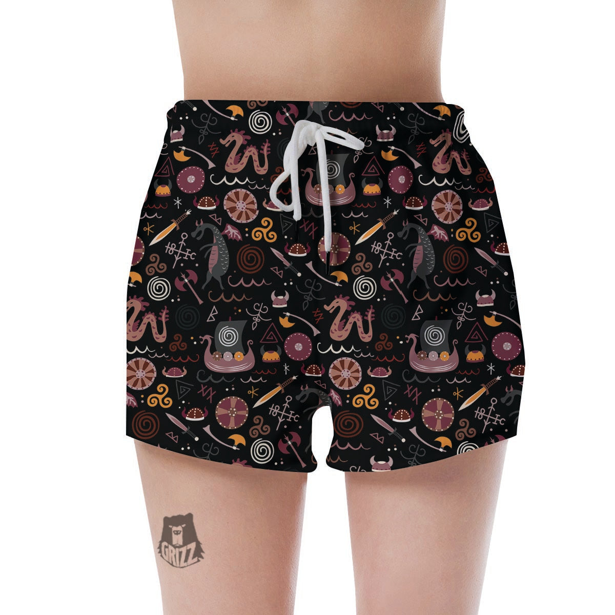 Viking Valhalla Cartoon Women's Shorts-grizzshop