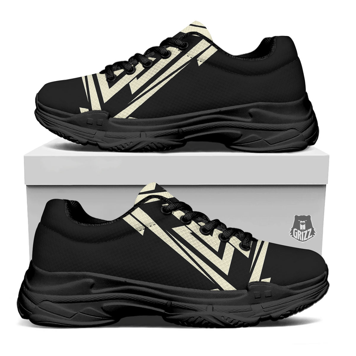 Viking Valknut Scandinavian Symbol Print Black Chunky Shoes-grizzshop
