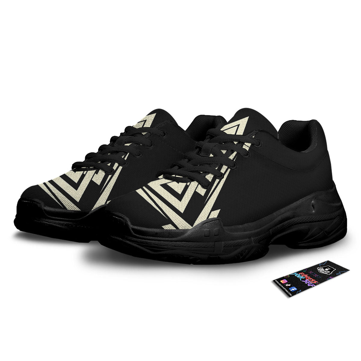 Viking Valknut Scandinavian Symbol Print Black Chunky Shoes-grizzshop