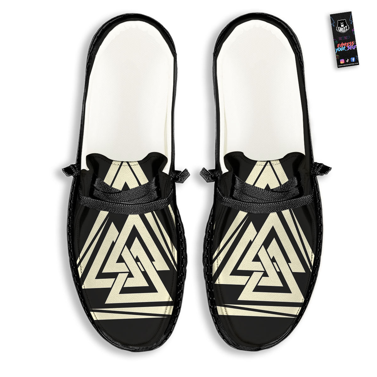 Viking Valknut Scandinavian Symbol Print Black Loafers-grizzshop