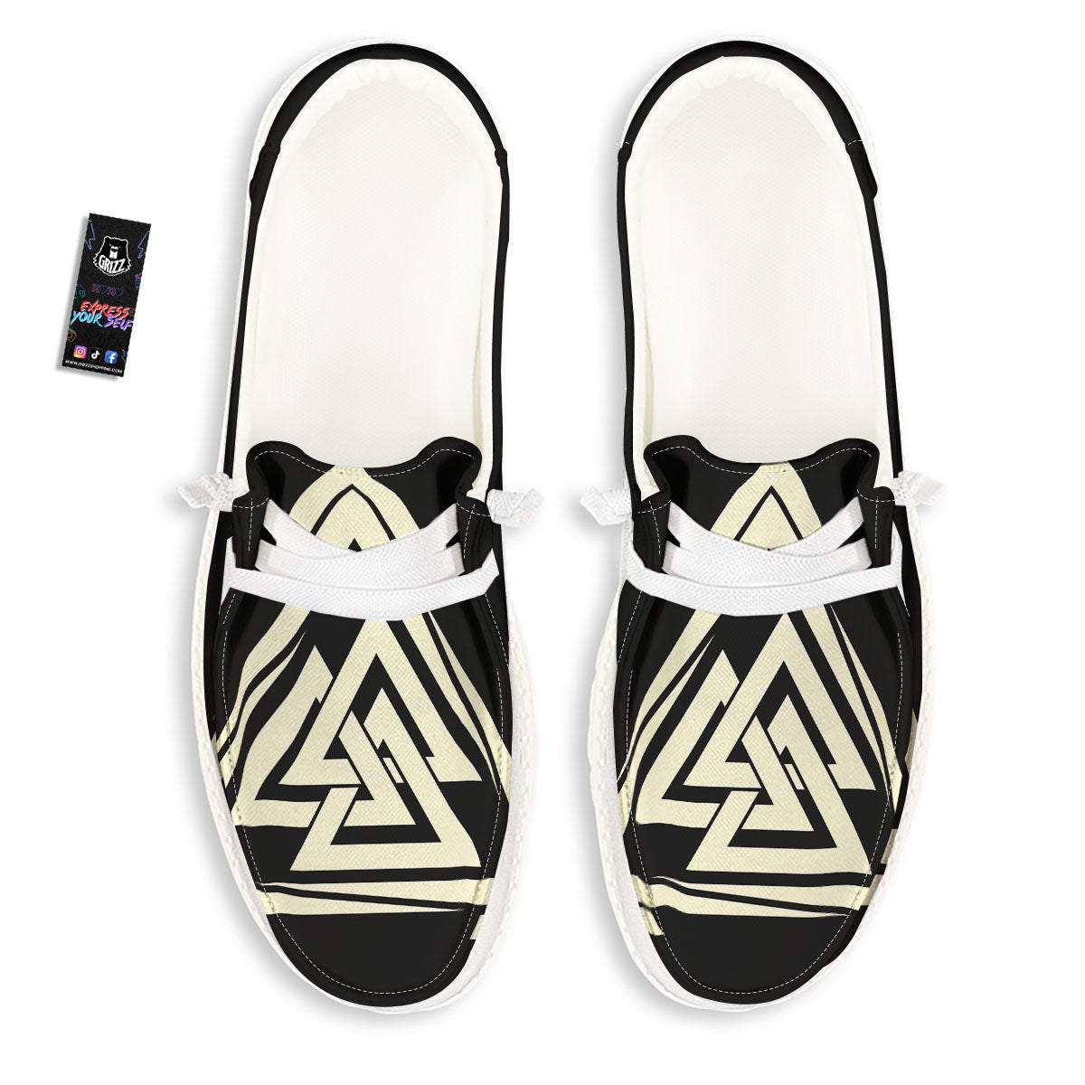 Viking Valknut Scandinavian Symbol Print Black Loafers-grizzshop