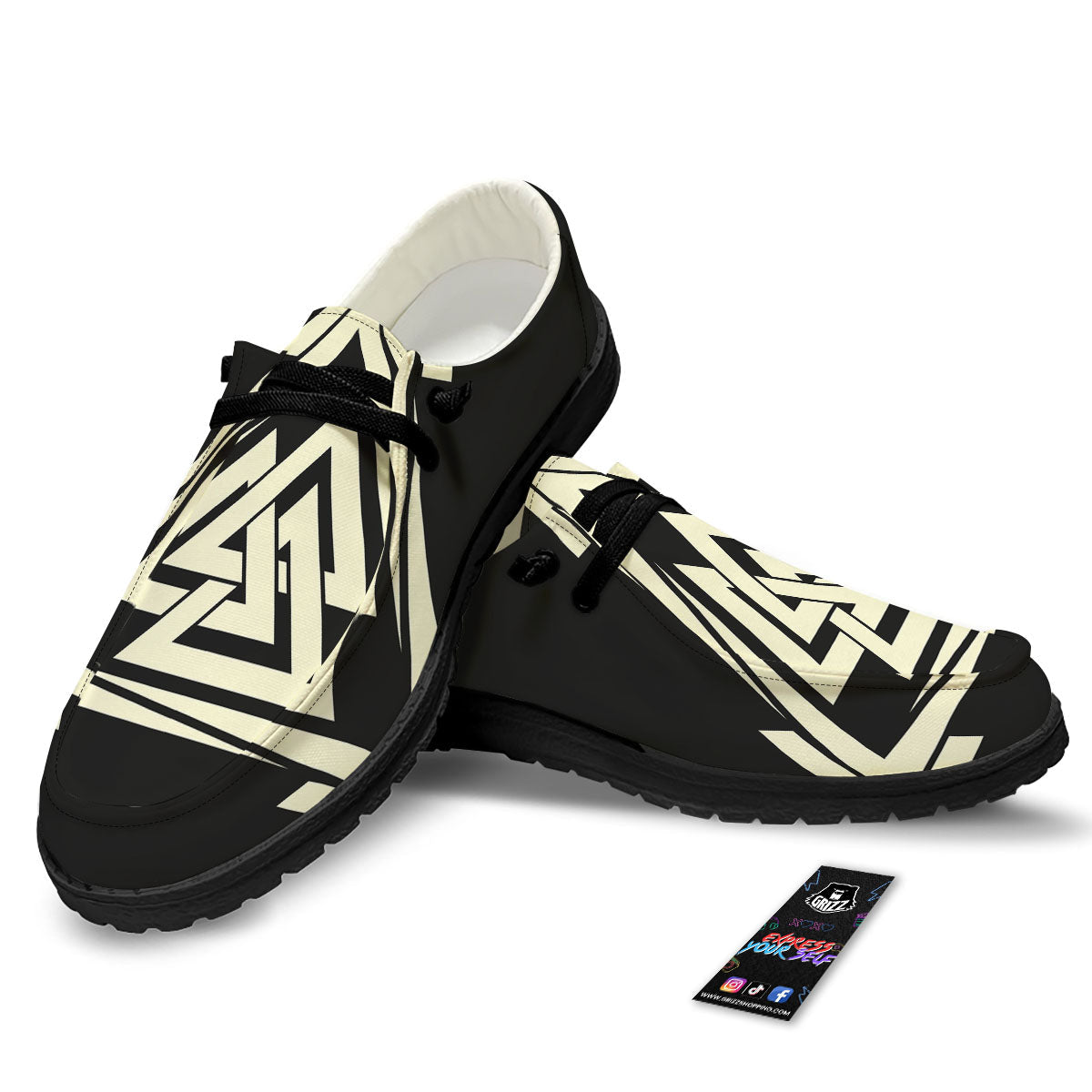 Viking Valknut Scandinavian Symbol Print Black Loafers-grizzshop