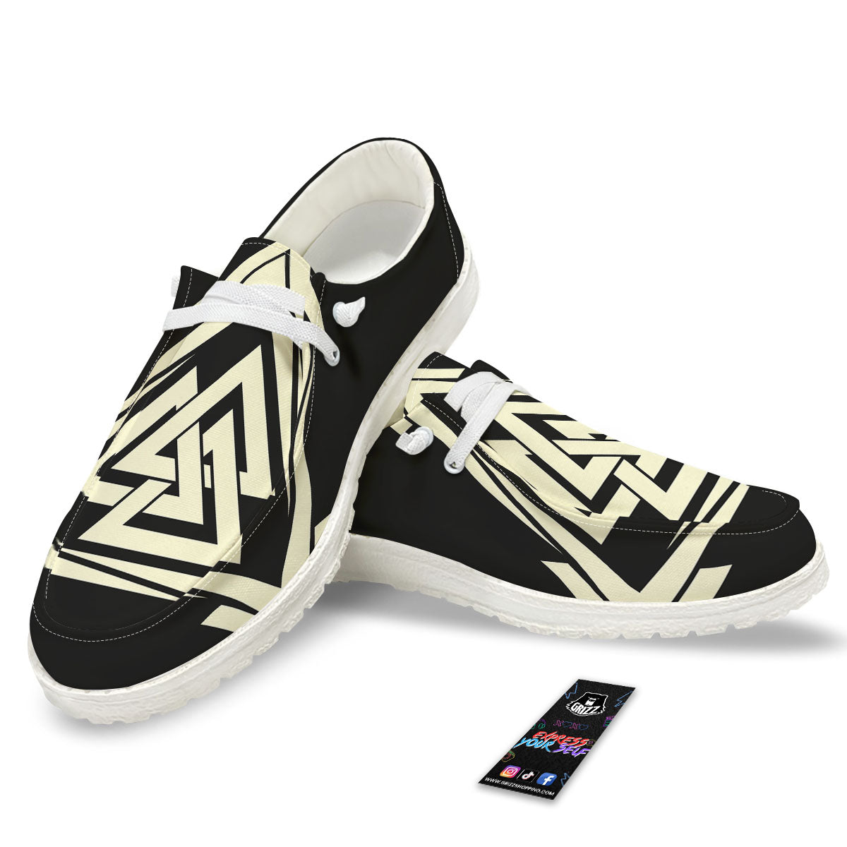 Viking Valknut Scandinavian Symbol Print Black Loafers-grizzshop