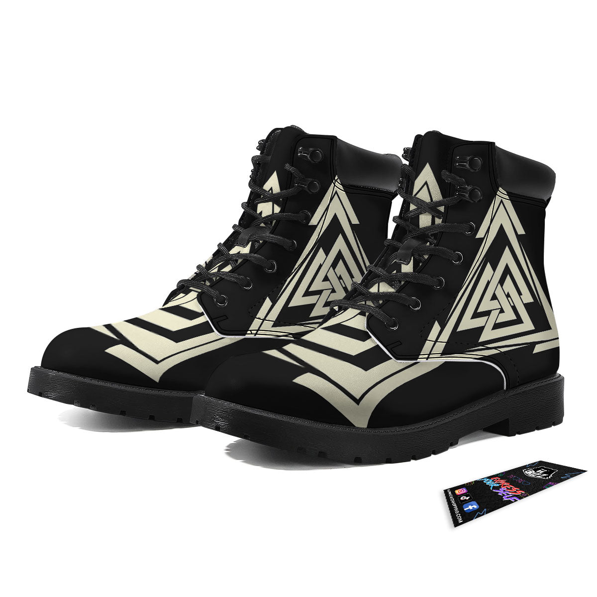 Viking Valknut Scandinavian Symbol Print Boots-grizzshop