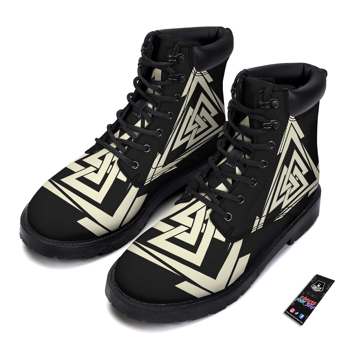 Viking Valknut Scandinavian Symbol Print Boots-grizzshop
