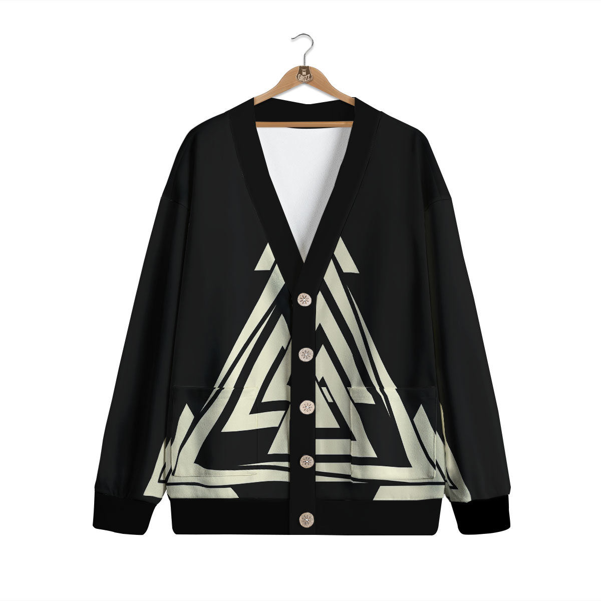 Viking Valknut Scandinavian Symbol Print Cardigan-grizzshop