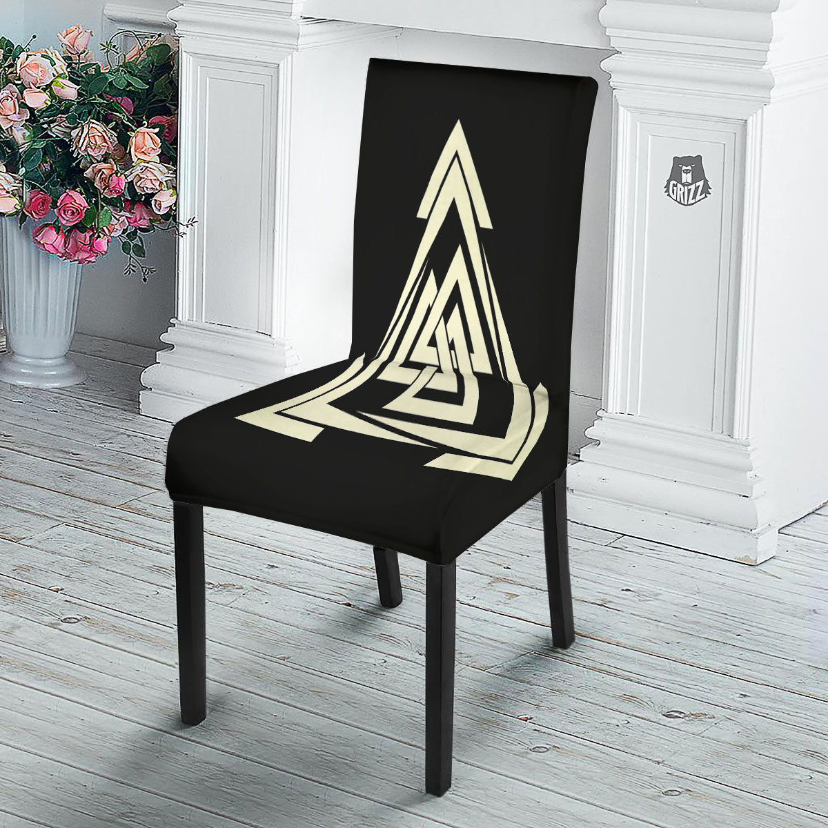 Viking Valknut Scandinavian Symbol Print Dining Chair Slipcover-grizzshop