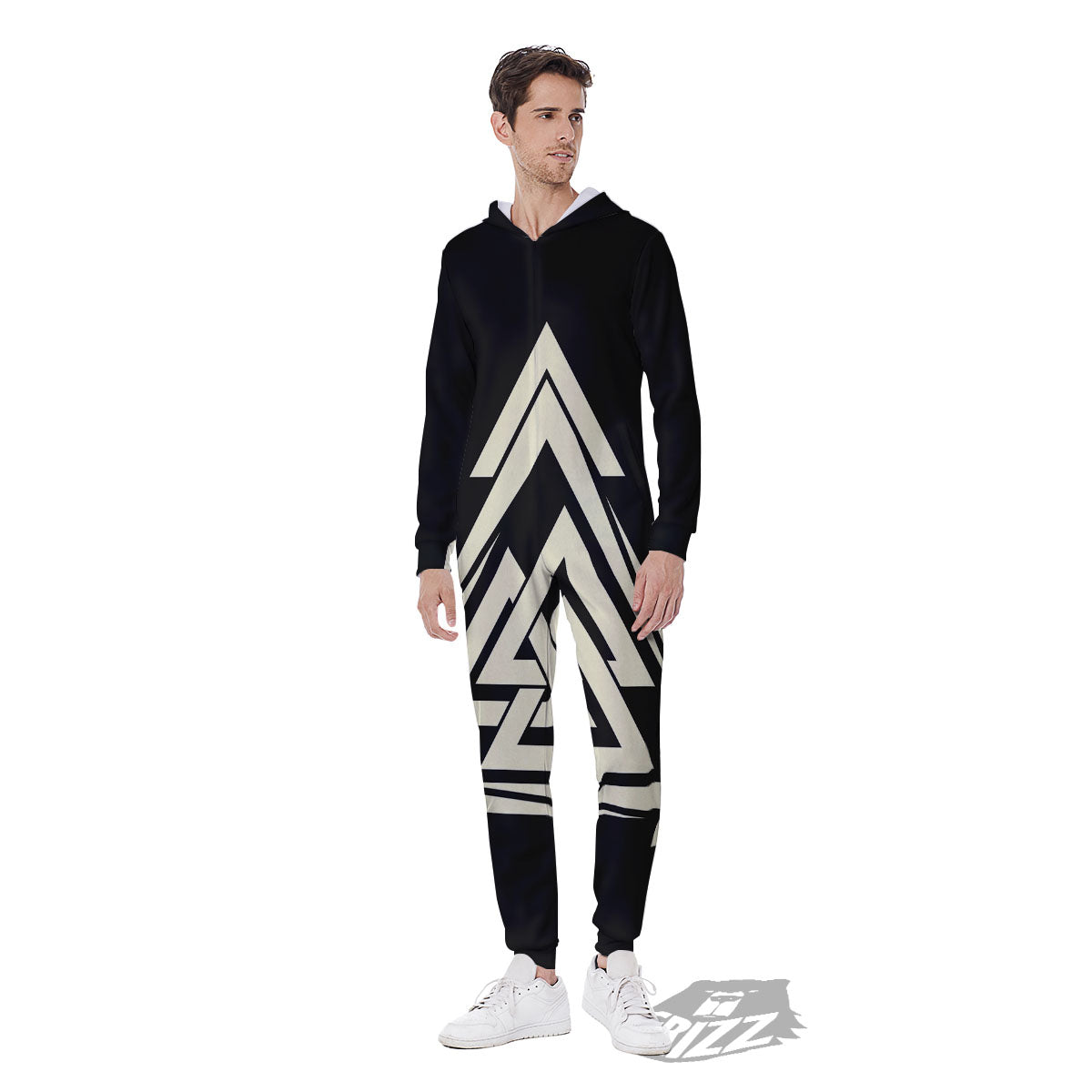 Viking Valknut Scandinavian Symbol Print Men's Jumpsuit-grizzshop