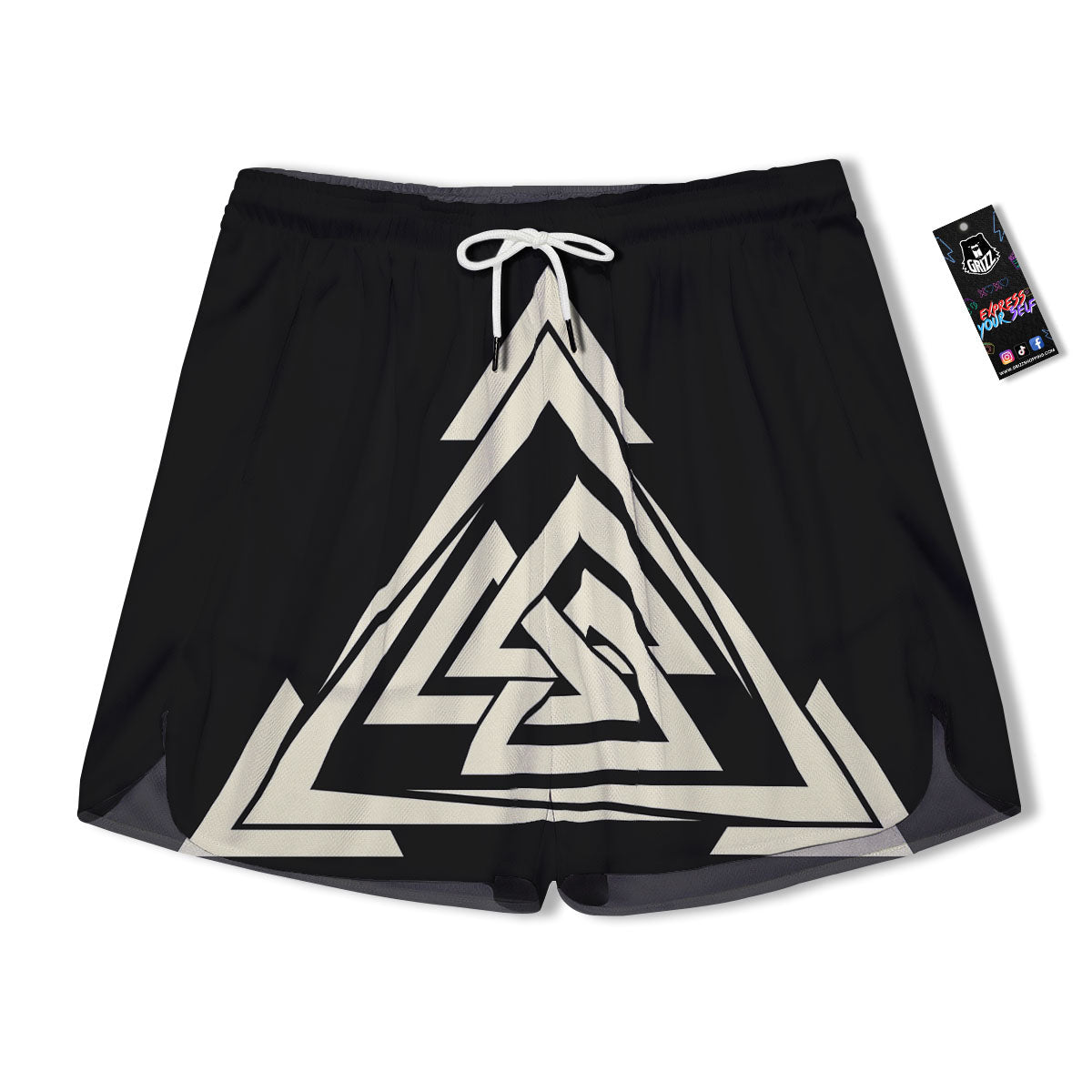 Viking Valknut Scandinavian Symbol Print Men's Running Shorts-grizzshop