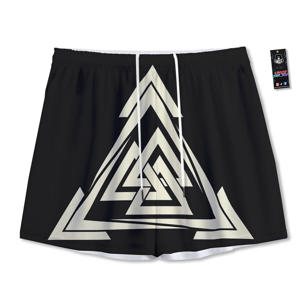 Viking Valknut Scandinavian Symbol Print Mesh Shorts