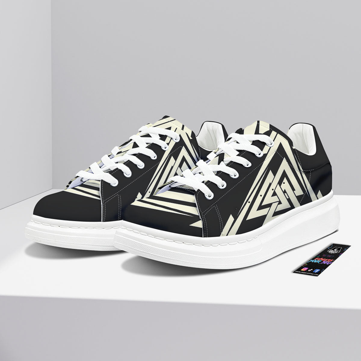 Viking Valknut Scandinavian Symbol Print Platform Shoes-grizzshop