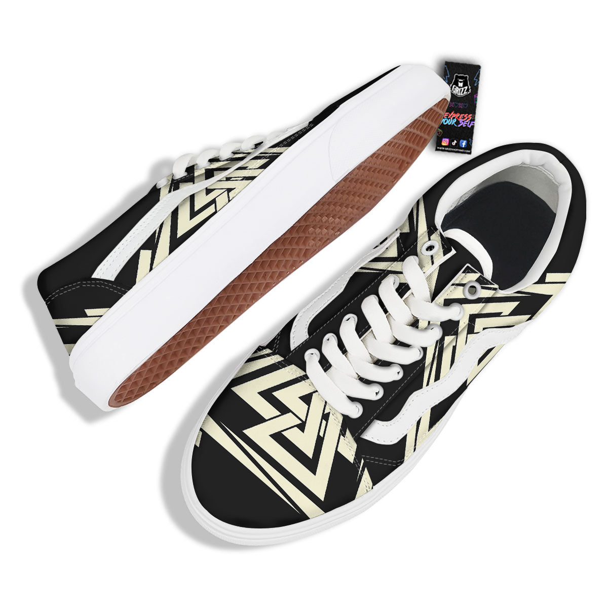 Viking Valknut Scandinavian Symbol Print Skate Shoes-grizzshop