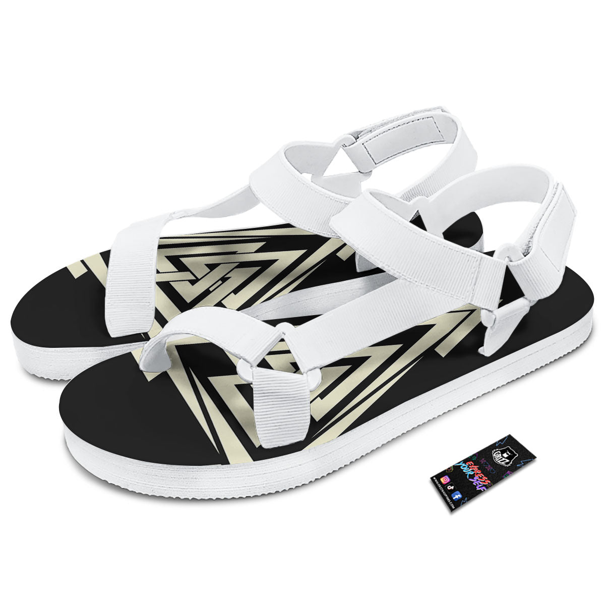 Viking Valknut Scandinavian Symbol Print White Open Toe Sandals-grizzshop