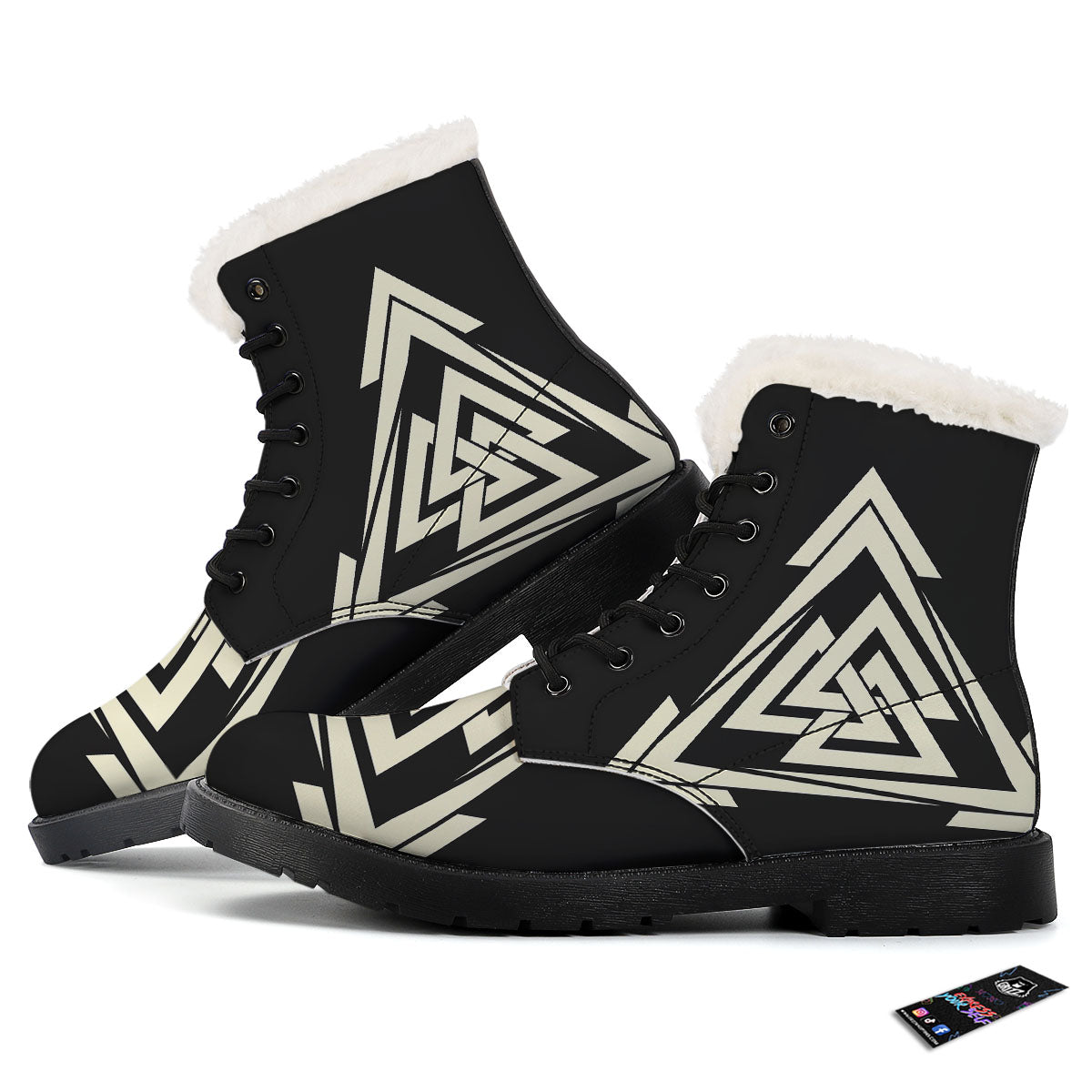 Viking Valknut Scandinavian Symbol Print Winter Boots-grizzshop