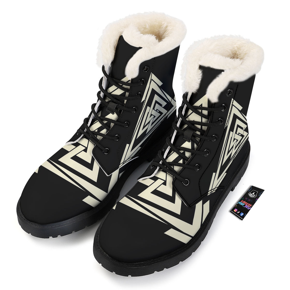 Viking Valknut Scandinavian Symbol Print Winter Boots-grizzshop