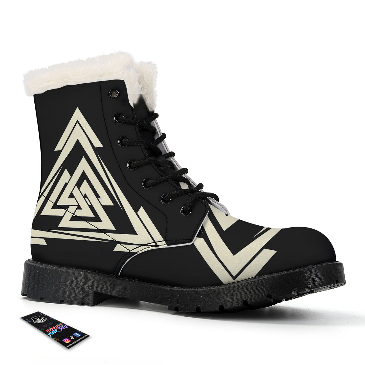 Viking Valknut Scandinavian Symbol Print Winter Boots-grizzshop