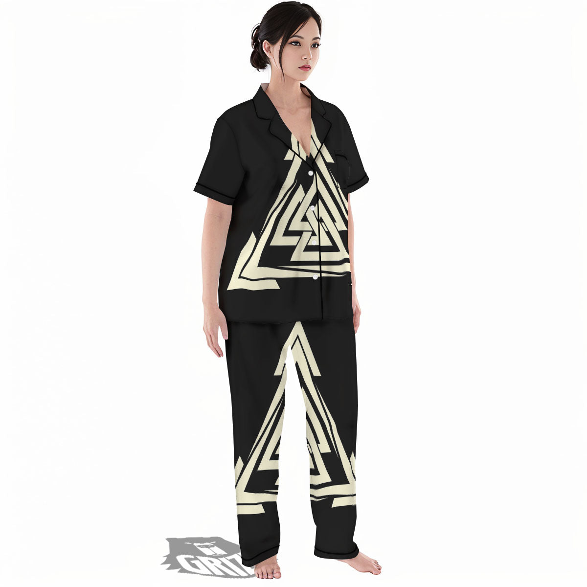 Viking Valknut Scandinavian Symbol Print Women's Pajamas Set-grizzshop
