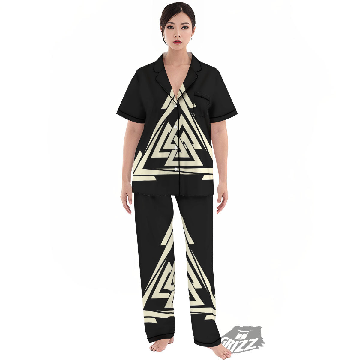 Viking Valknut Scandinavian Symbol Print Women's Pajamas Set-grizzshop