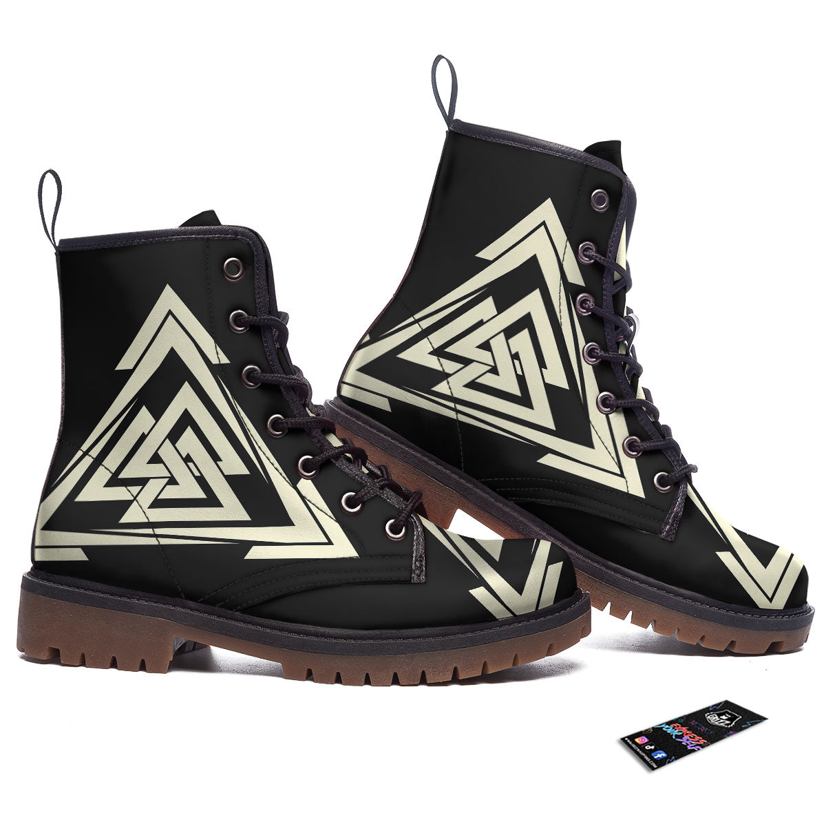 Viking Valknut Scandinavian Symbol Print Work Boots-grizzshop