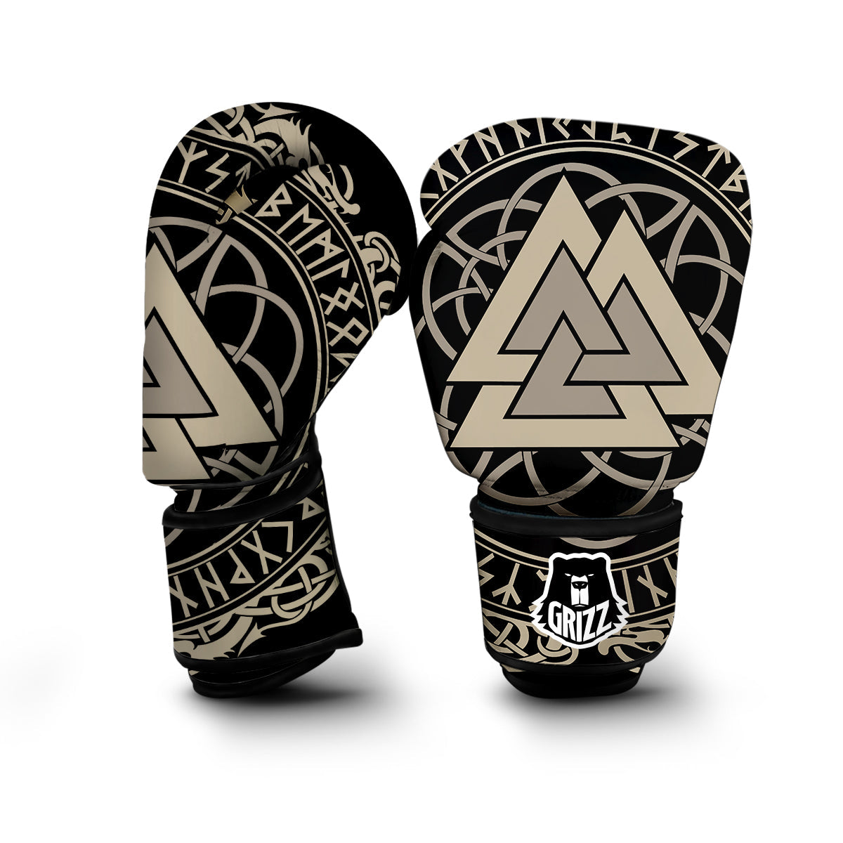 Viking Walknut Symbol Print Boxing Gloves-grizzshop