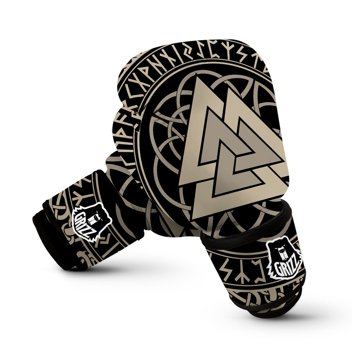 Viking Walknut Symbol Print Boxing Gloves-grizzshop