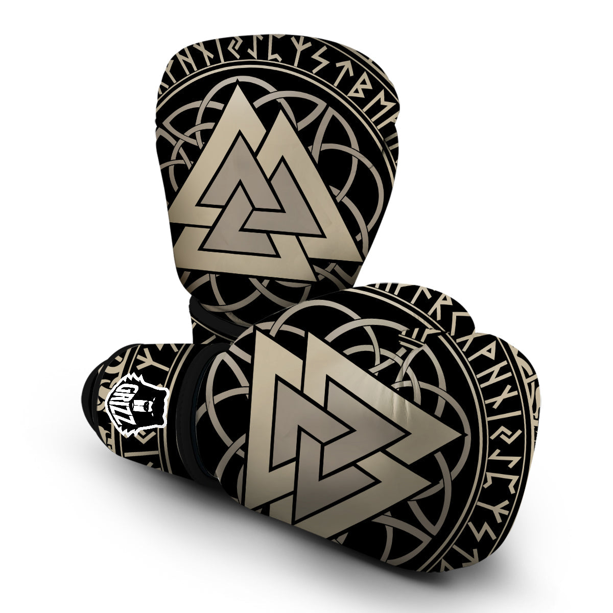 Viking Walknut Symbol Print Boxing Gloves-grizzshop