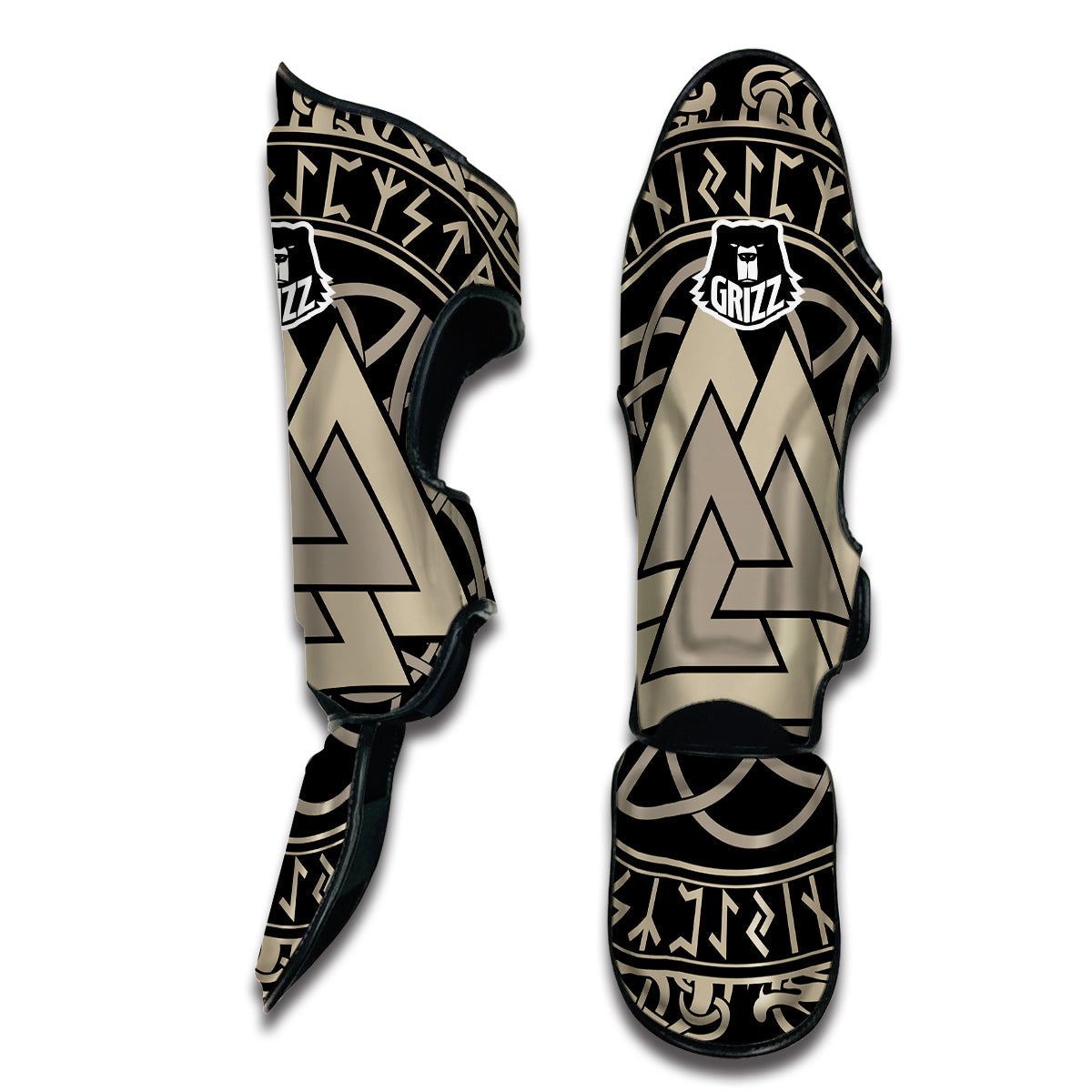 Viking Walknut Symbol Print Muay Thai Shin Guards-grizzshop