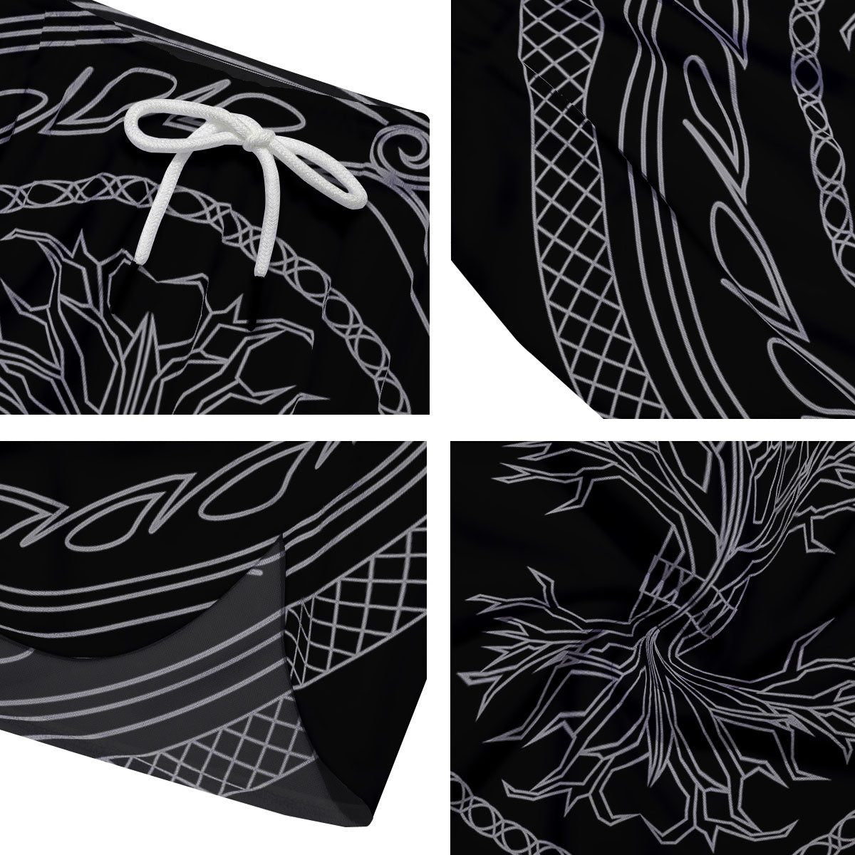 Viking Yggdrasil White And Black Print Men's Running Shorts-grizzshop