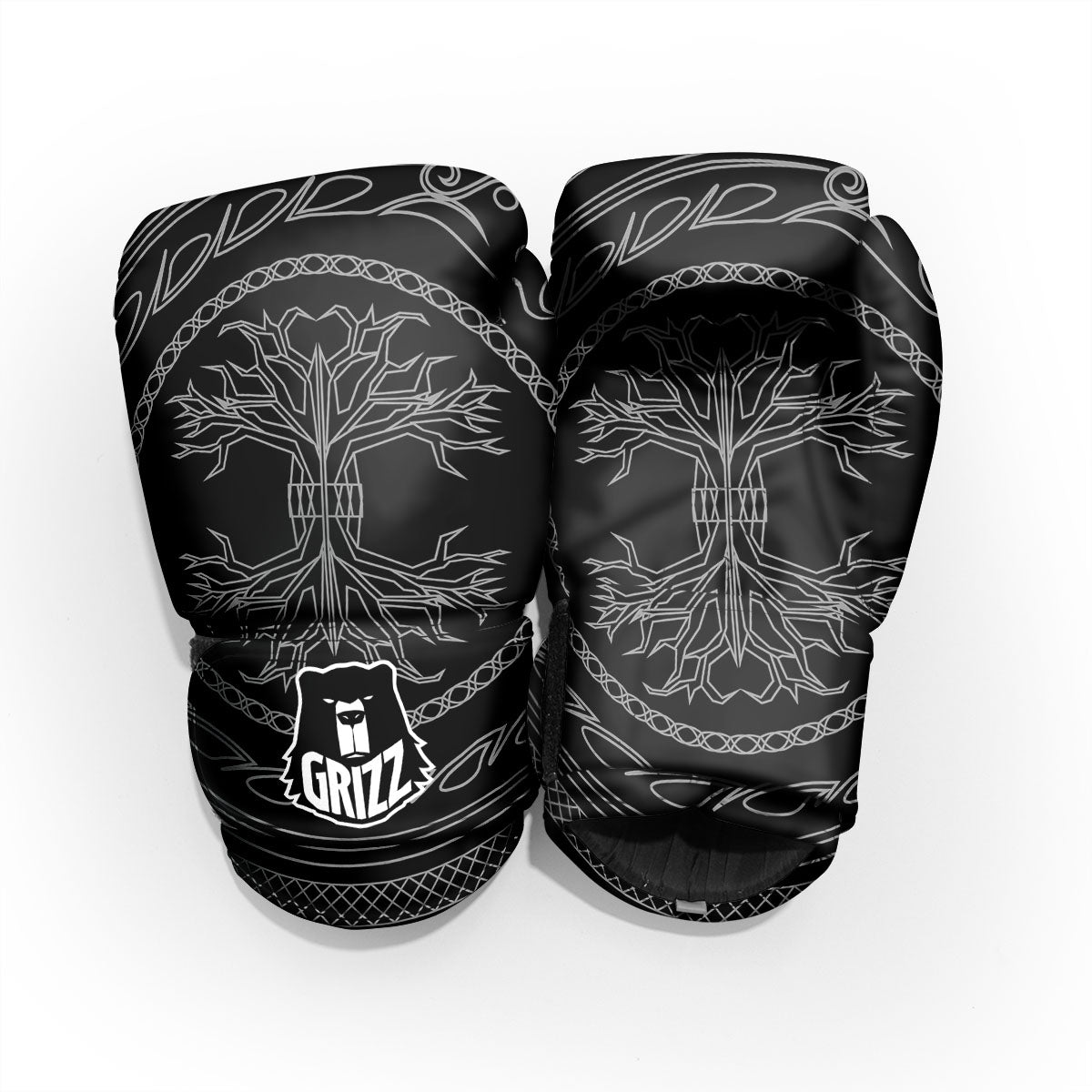 Viking Yggdrasil White And Black Print Pro Boxing Glove