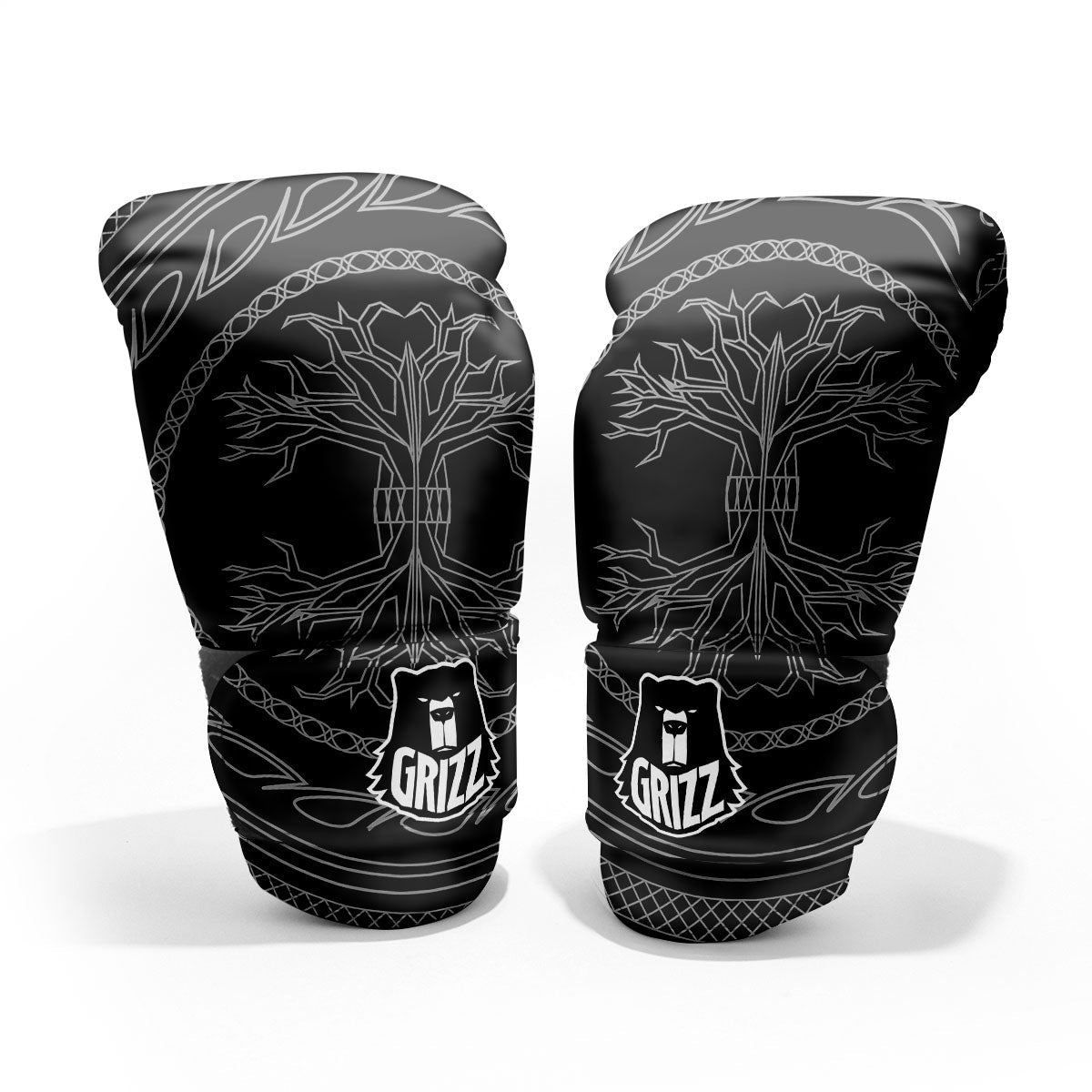 Viking Yggdrasil White And Black Print Pro Boxing Glove