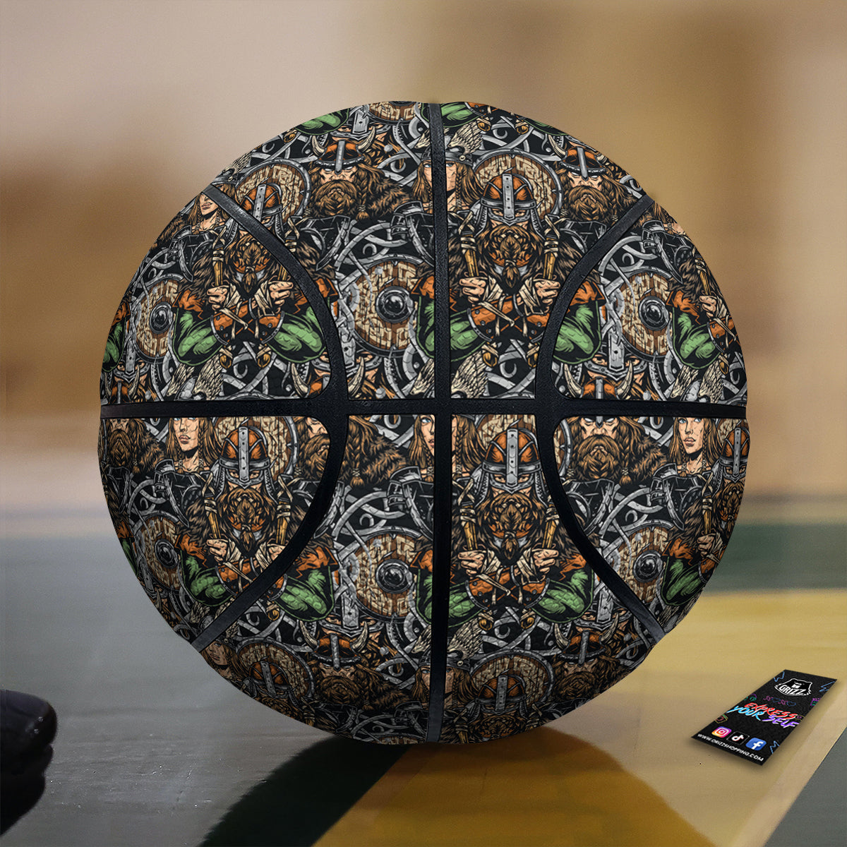 Viking Nordic Warriors Print Pattern Basketball