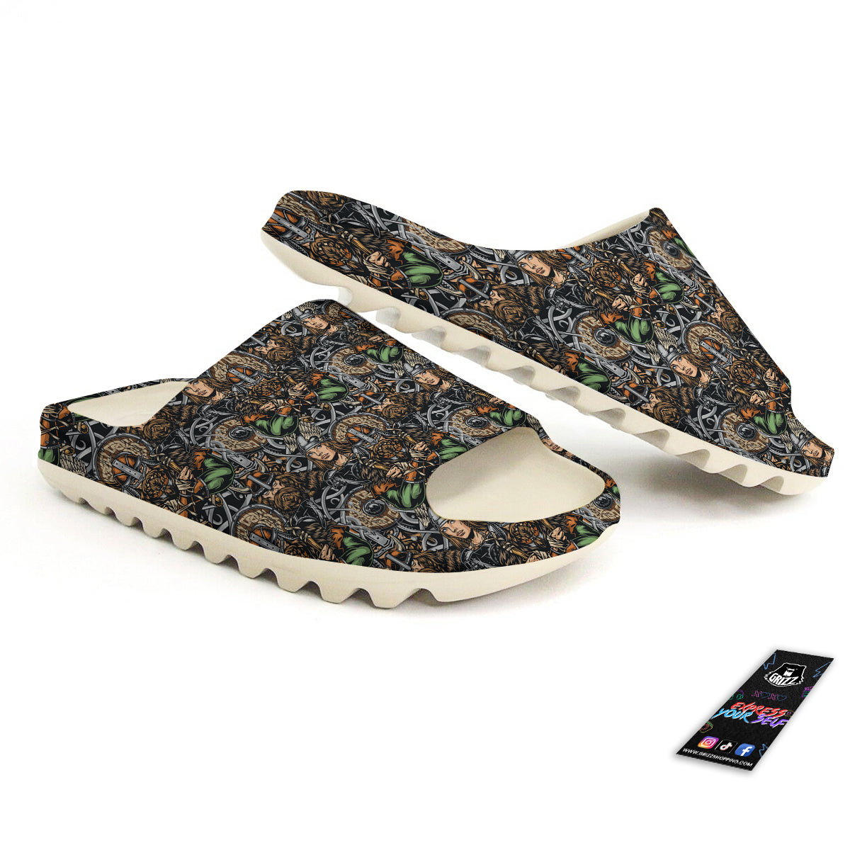 Viking Nordic Warriors Print Pattern Sandals-grizzshop