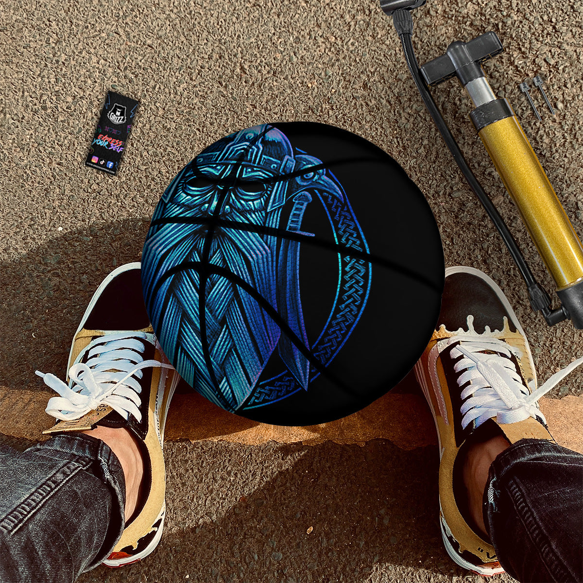Viking Norse God Odin Blue Print Basketball
