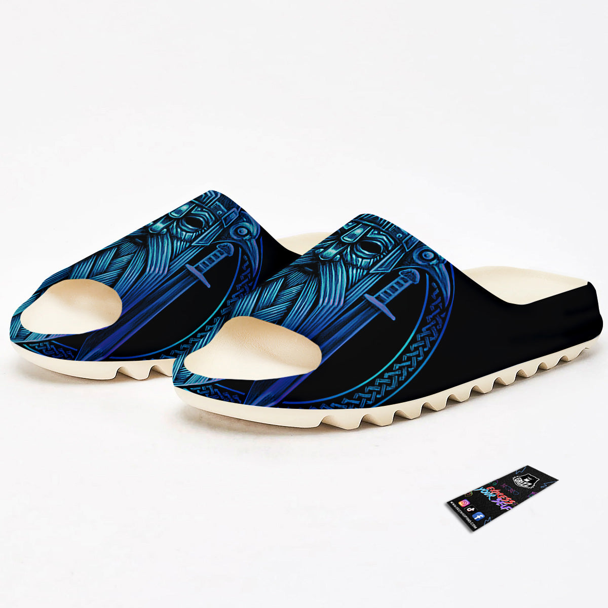 Viking Norse God Odin Blue Print Sandals-grizzshop