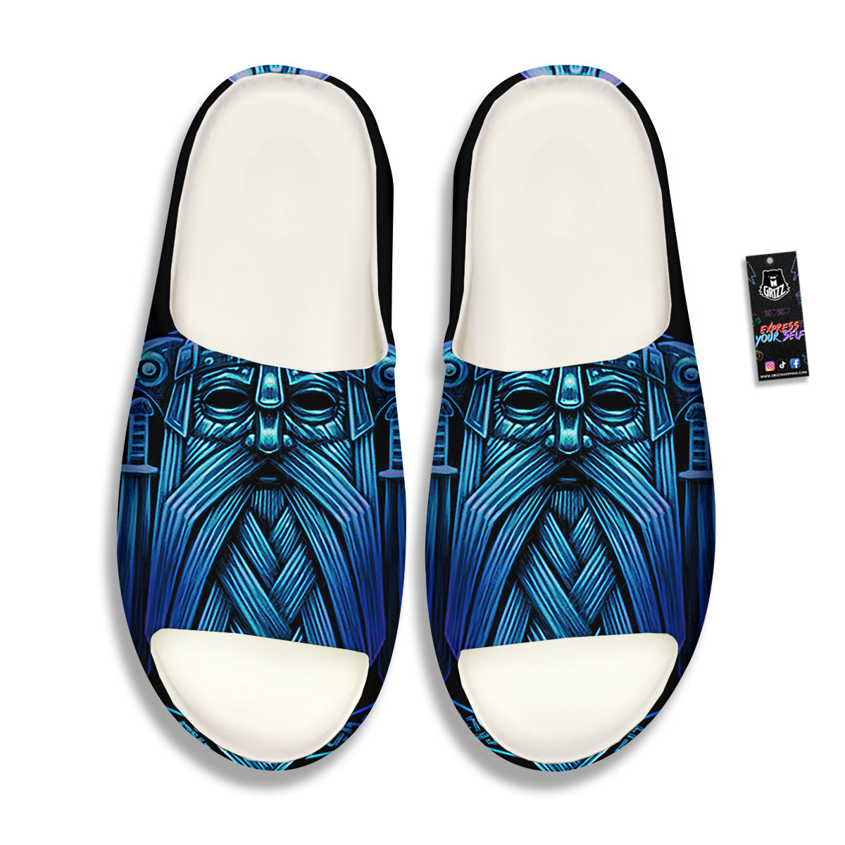 Viking Norse God Odin Blue Print Sandals-grizzshop