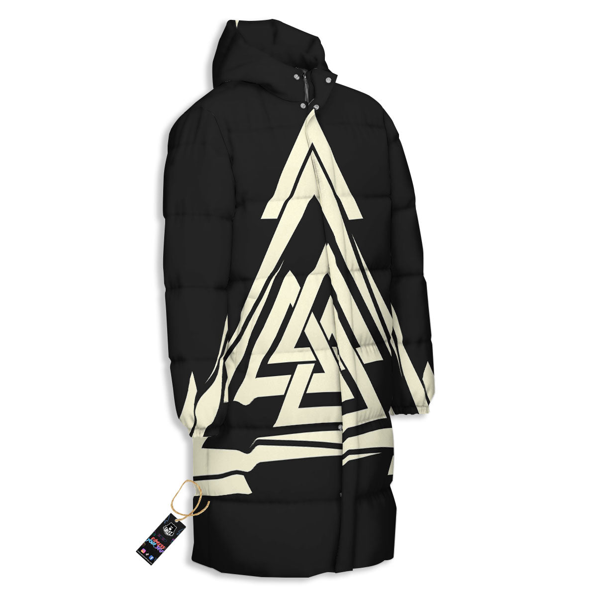 Viking Valknut Scandinavian Symbol Print Long Down Jacket